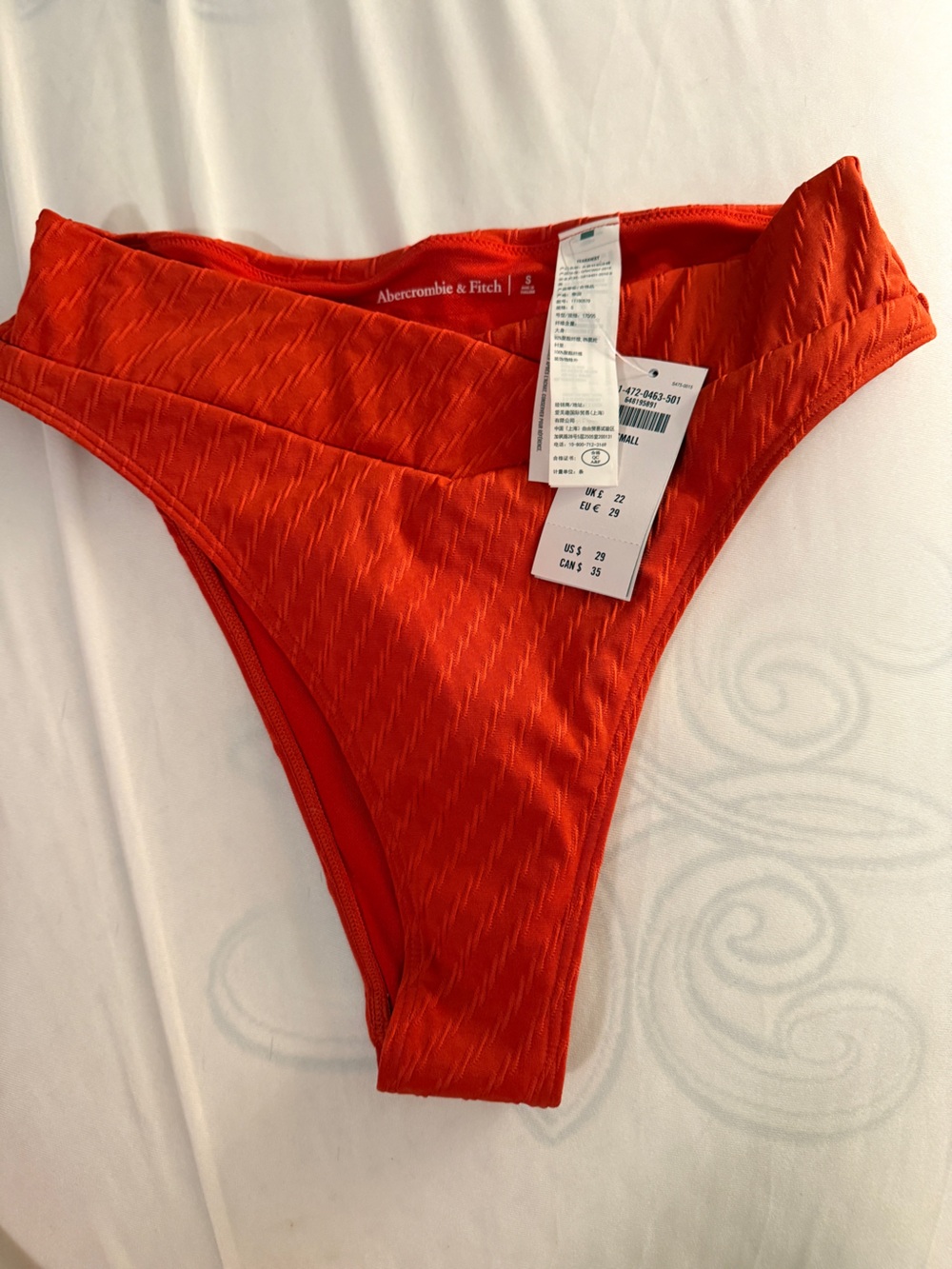 Abercrombie & Fitch Orange Ribbed Bikini Bottom - Small NWT